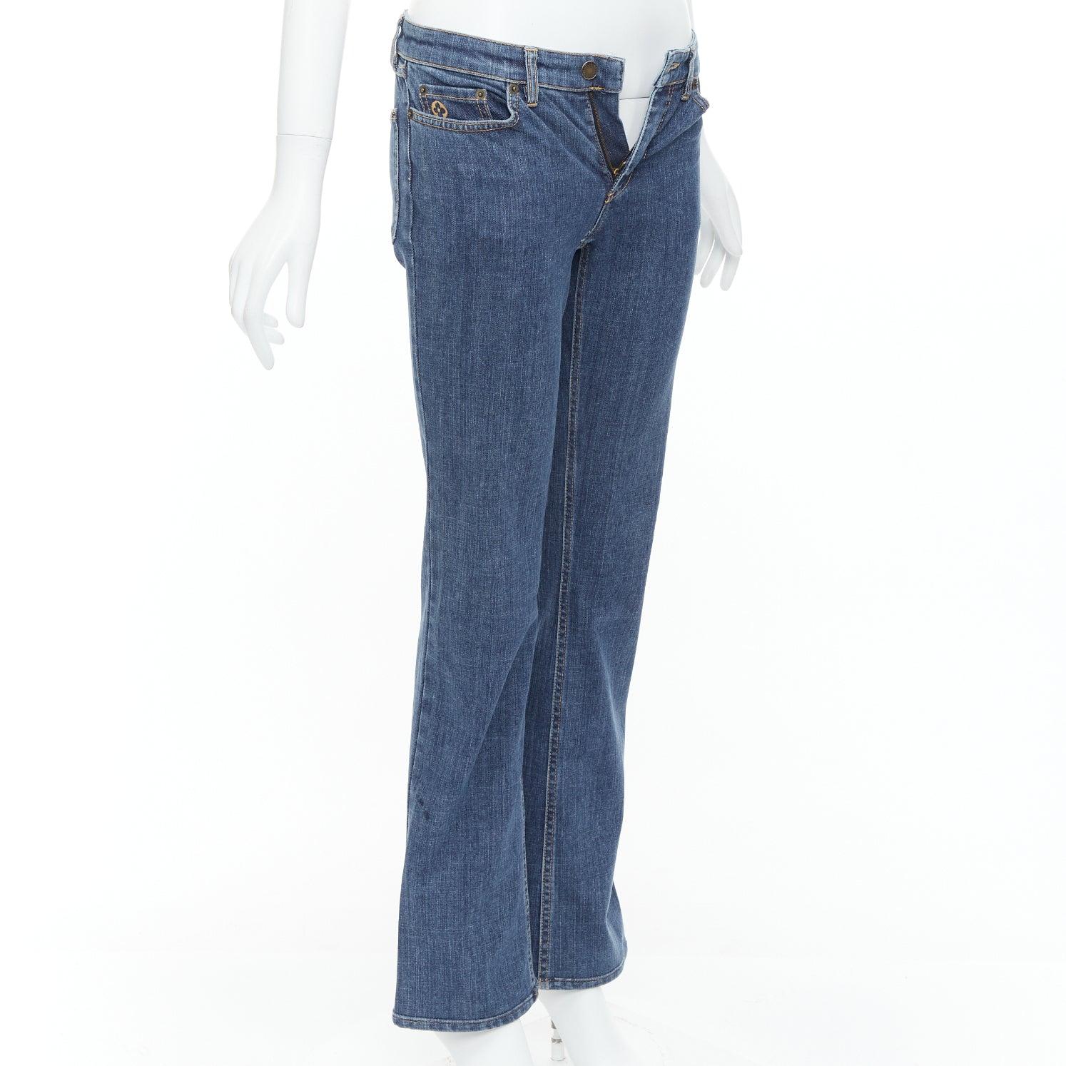 Gray LOUIS VUITTON brown logo blue cotton pocket bootcut jeans FR34 XS