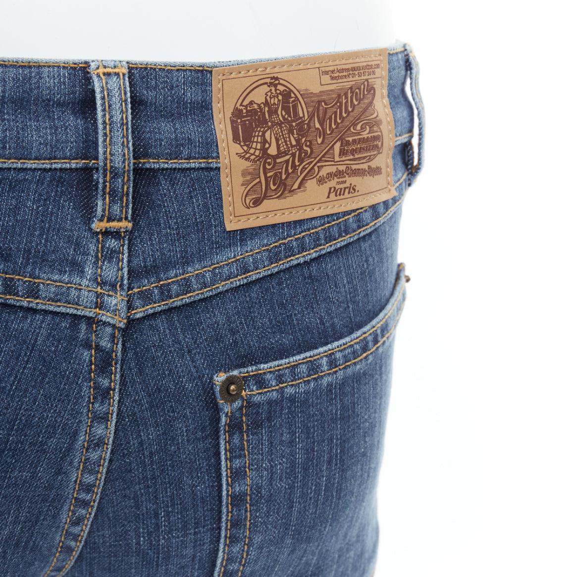 LOUIS VUITTON brown logo blue cotton pocket bootcut jeans FR34 XS 2