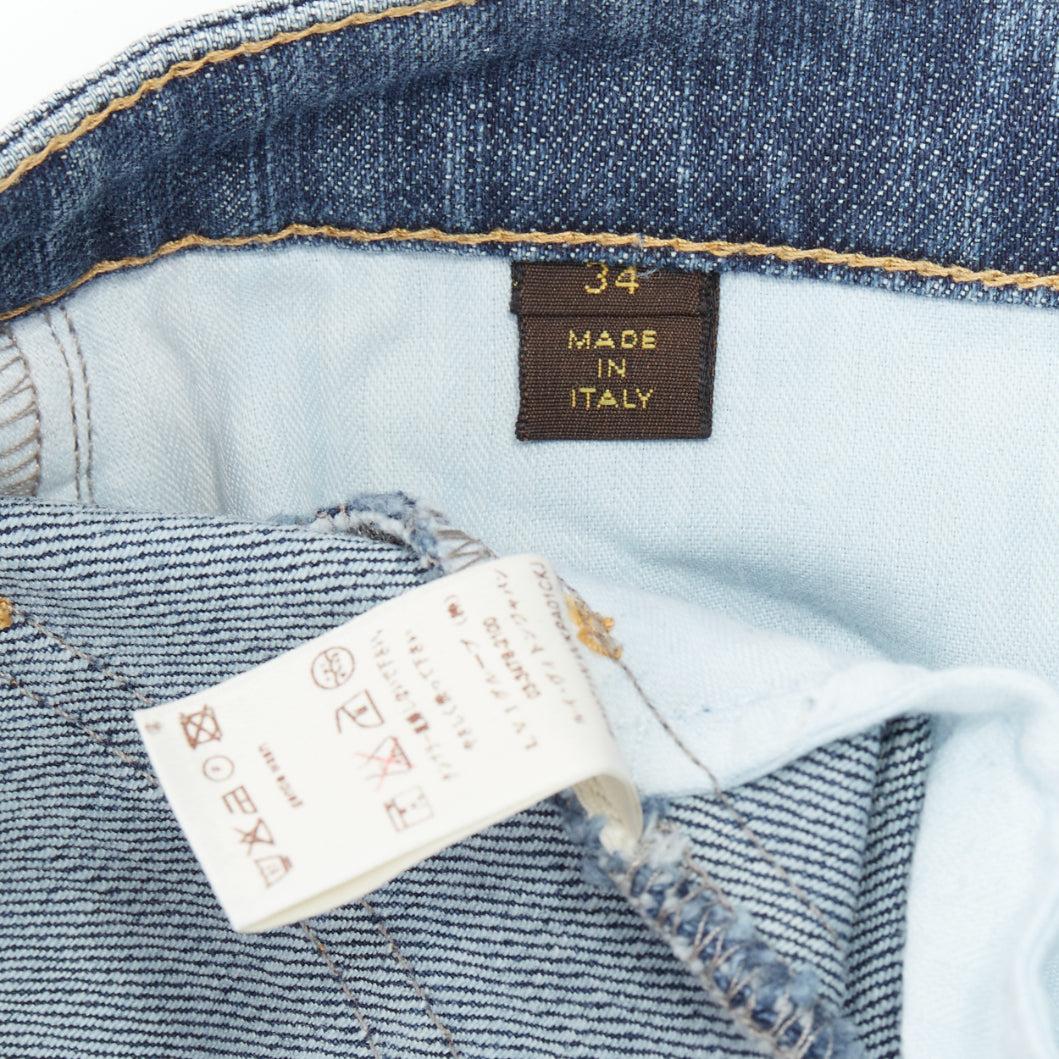 LOUIS VUITTON brown logo blue cotton pocket bootcut jeans FR34 XS 4