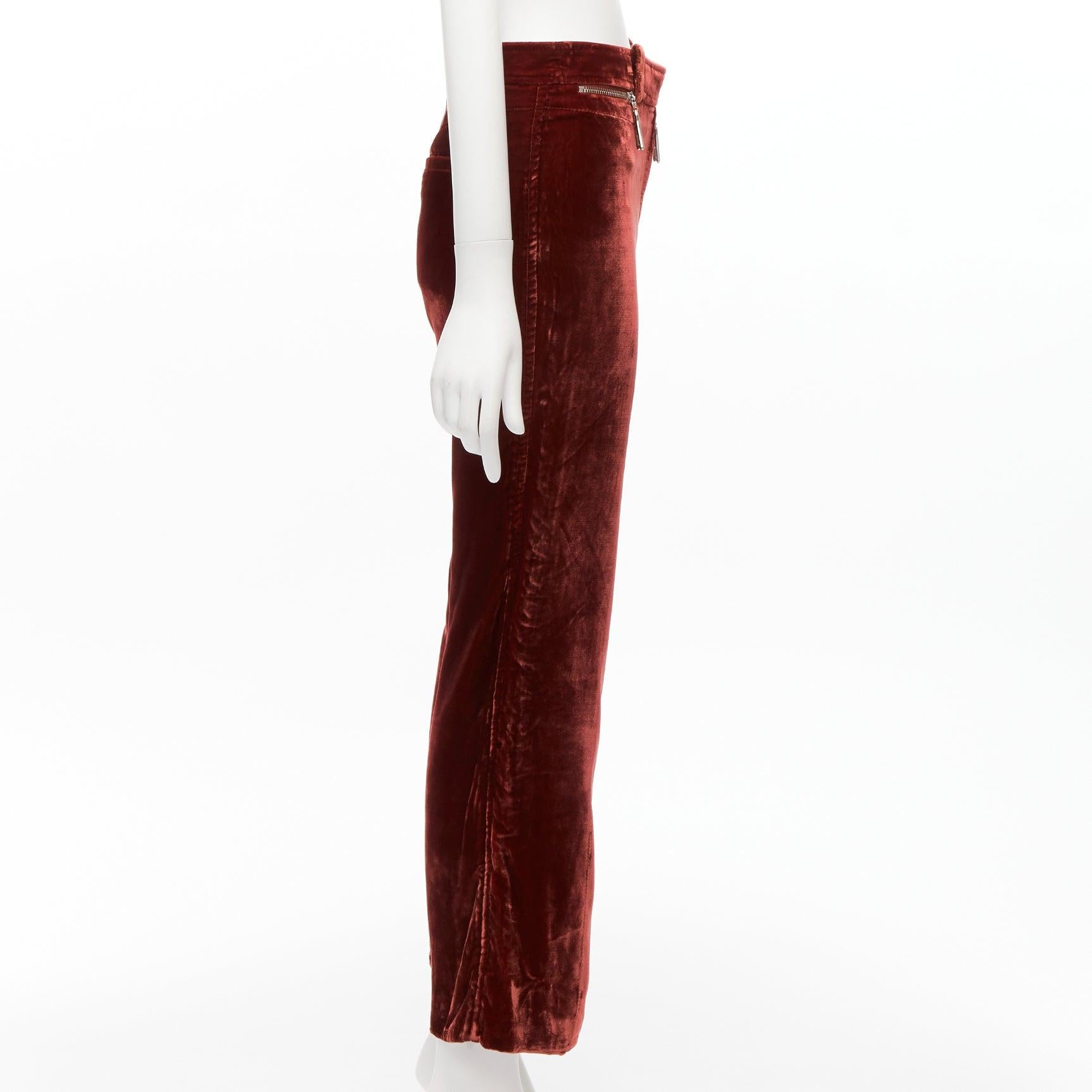 LOUIS VUITTON brown LV logo XL zipper head velvet wide pants FR36 S In Excellent Condition In Hong Kong, NT
