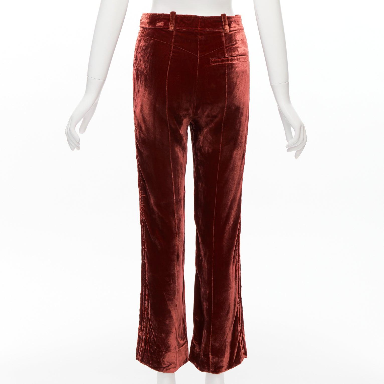 Women's LOUIS VUITTON brown LV logo XL zipper head velvet wide pants FR36 S