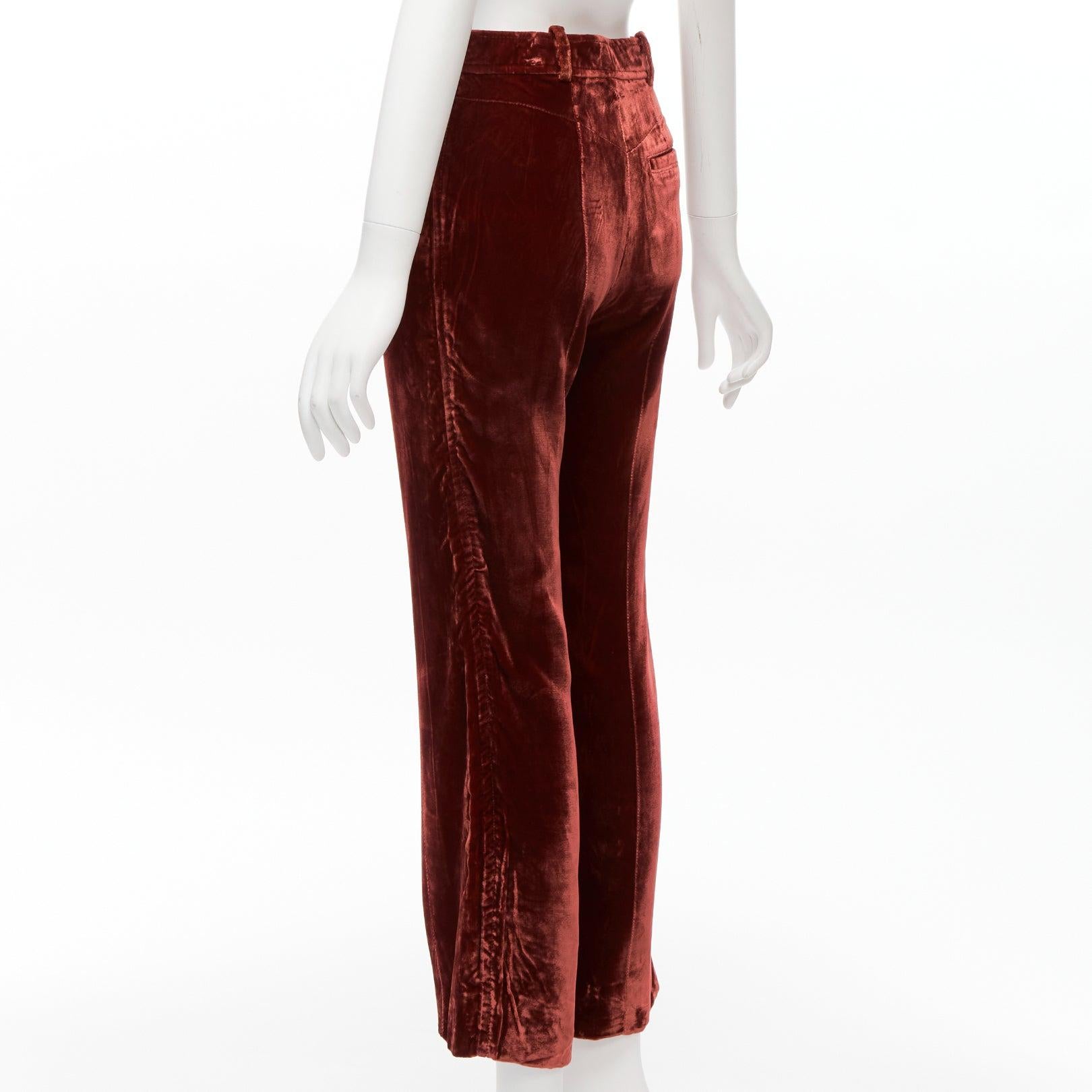 LOUIS VUITTON brown LV logo XL zipper head velvet wide pants FR36 S 1