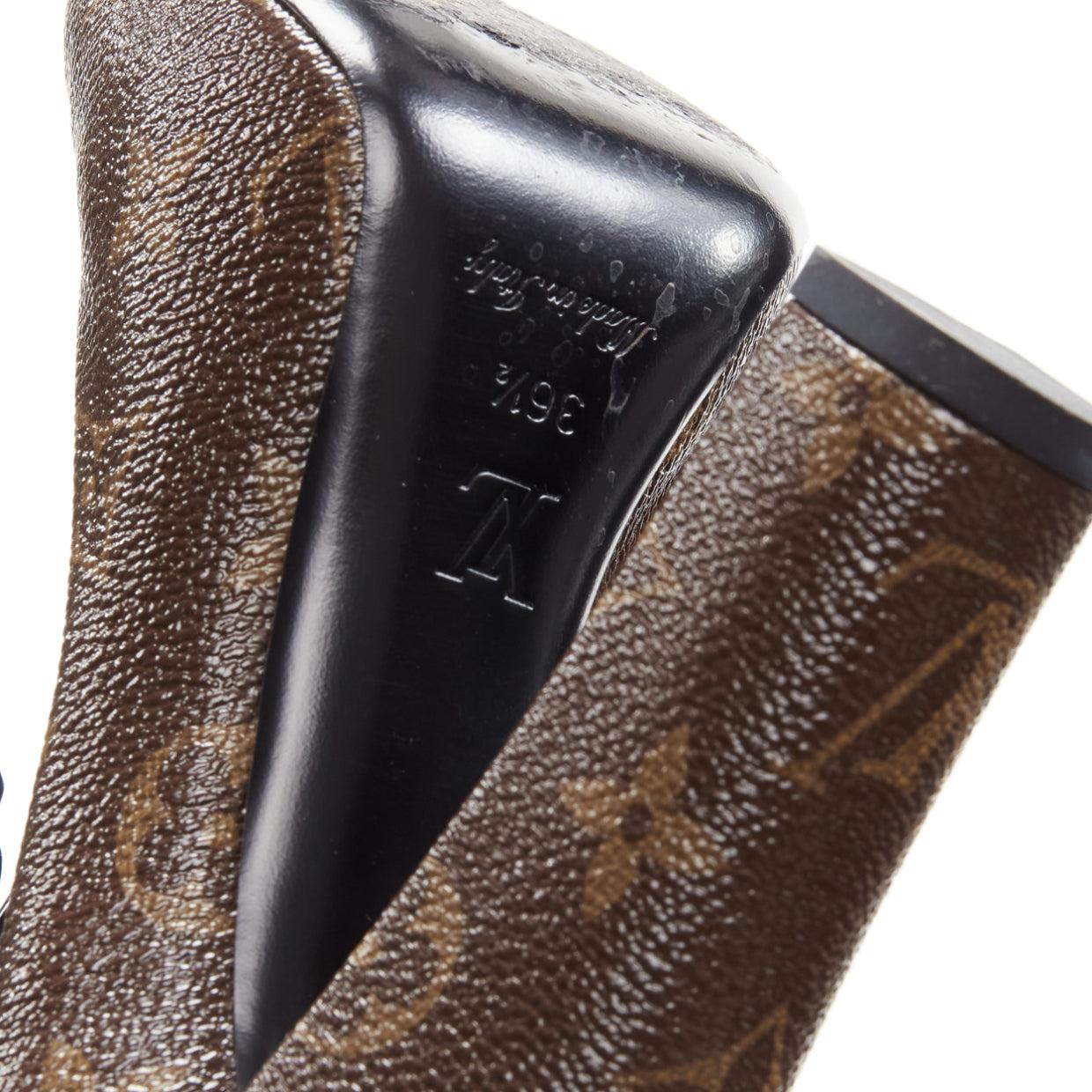 LOUIS VUITTON brown LV monogram bow maryjane chunky heel pump EU36.5 5