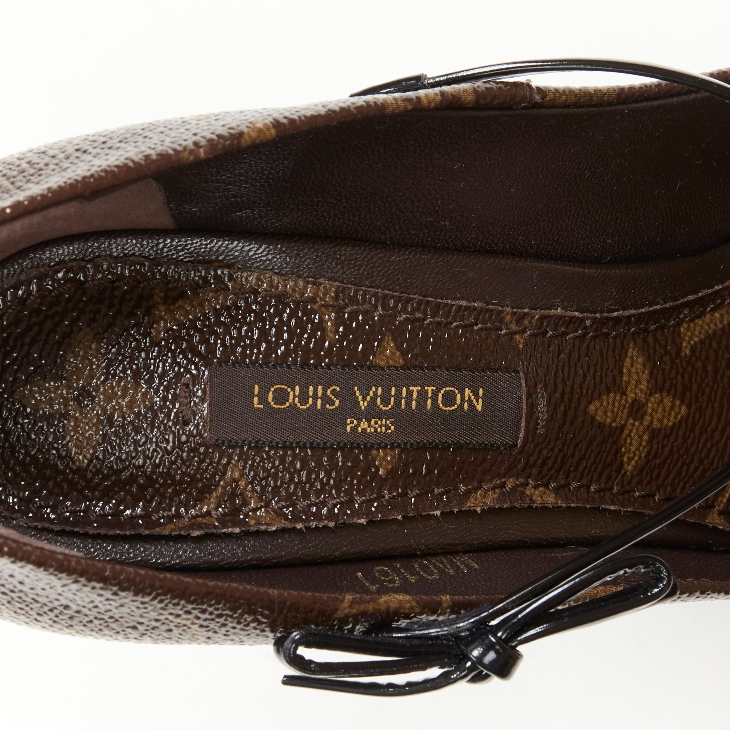 LOUIS VUITTON brown LV monogram bow maryjane chunky heel pump EU36.5 1