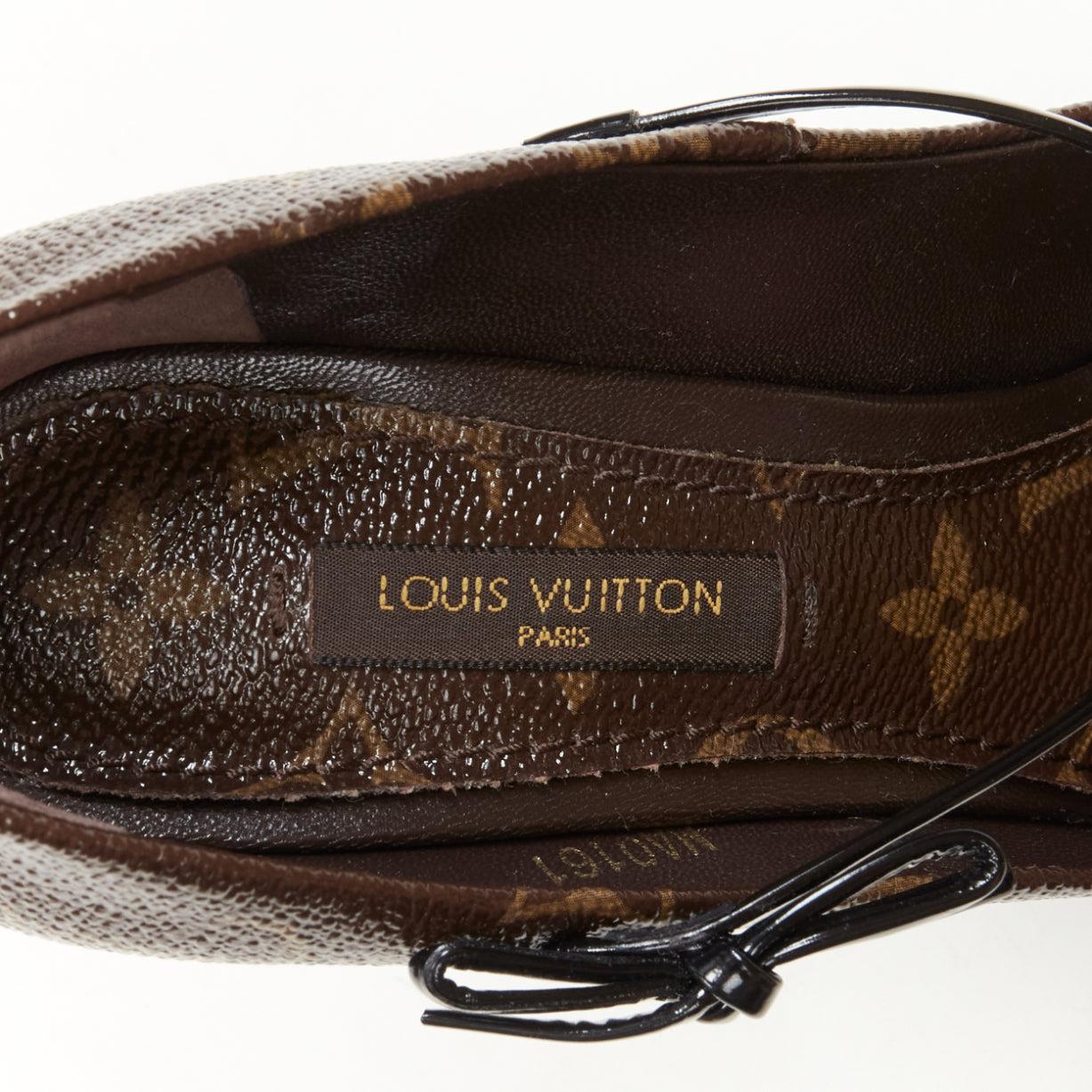 LOUIS VUITTON brown LV monogram bow maryjane chunky heel pump EU36.5 4