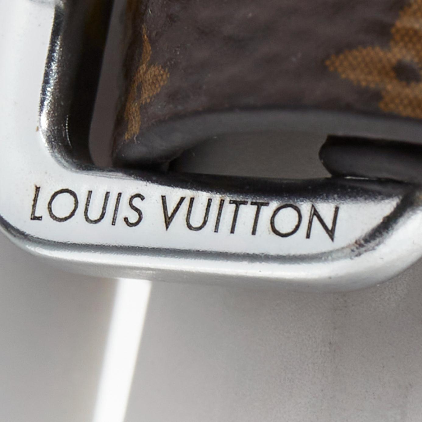 LOUIS VUITTON brown LV monogram canvas silver buckle ring In Good Condition In Hong Kong, NT