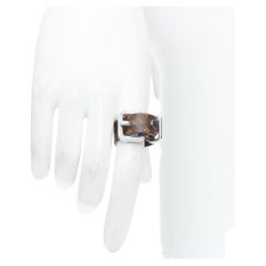LOUIS VUITTON brown LV monogram canvas silver buckle ring