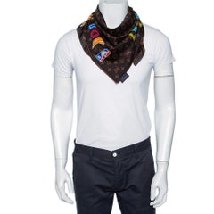 Louis Vuitton Brown LVXNBA Logo Printed Cotton Bandana