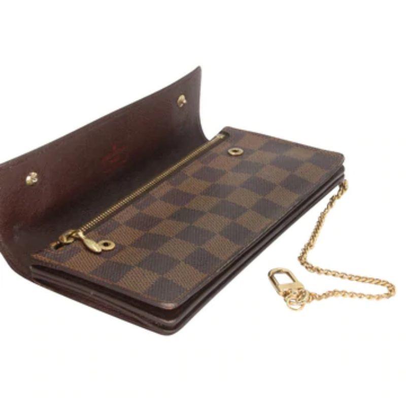 Louis Vuitton Portafoglio a fisarmonica con catena Damier marrone da uomo In condizioni buone a Downey, CA