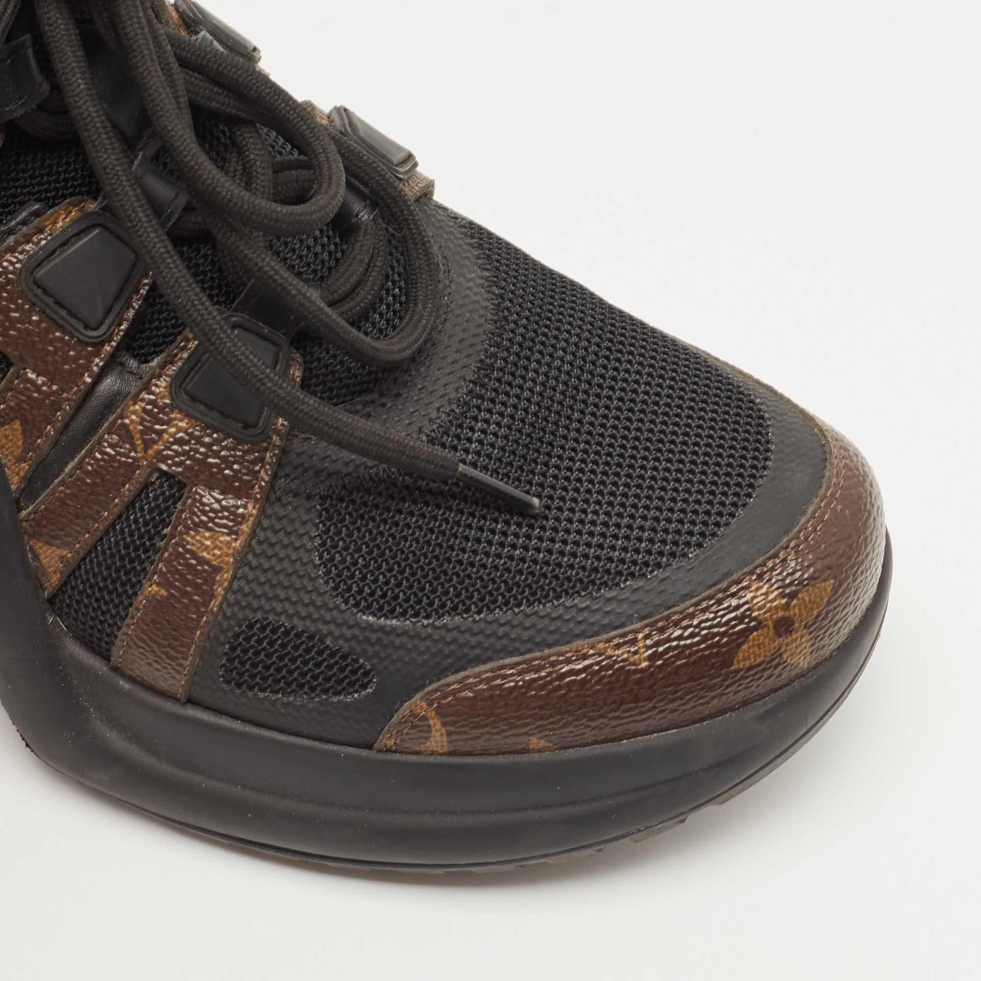 Louis Vuitton Brown Mesh and Leather Archlight Sneakers  1