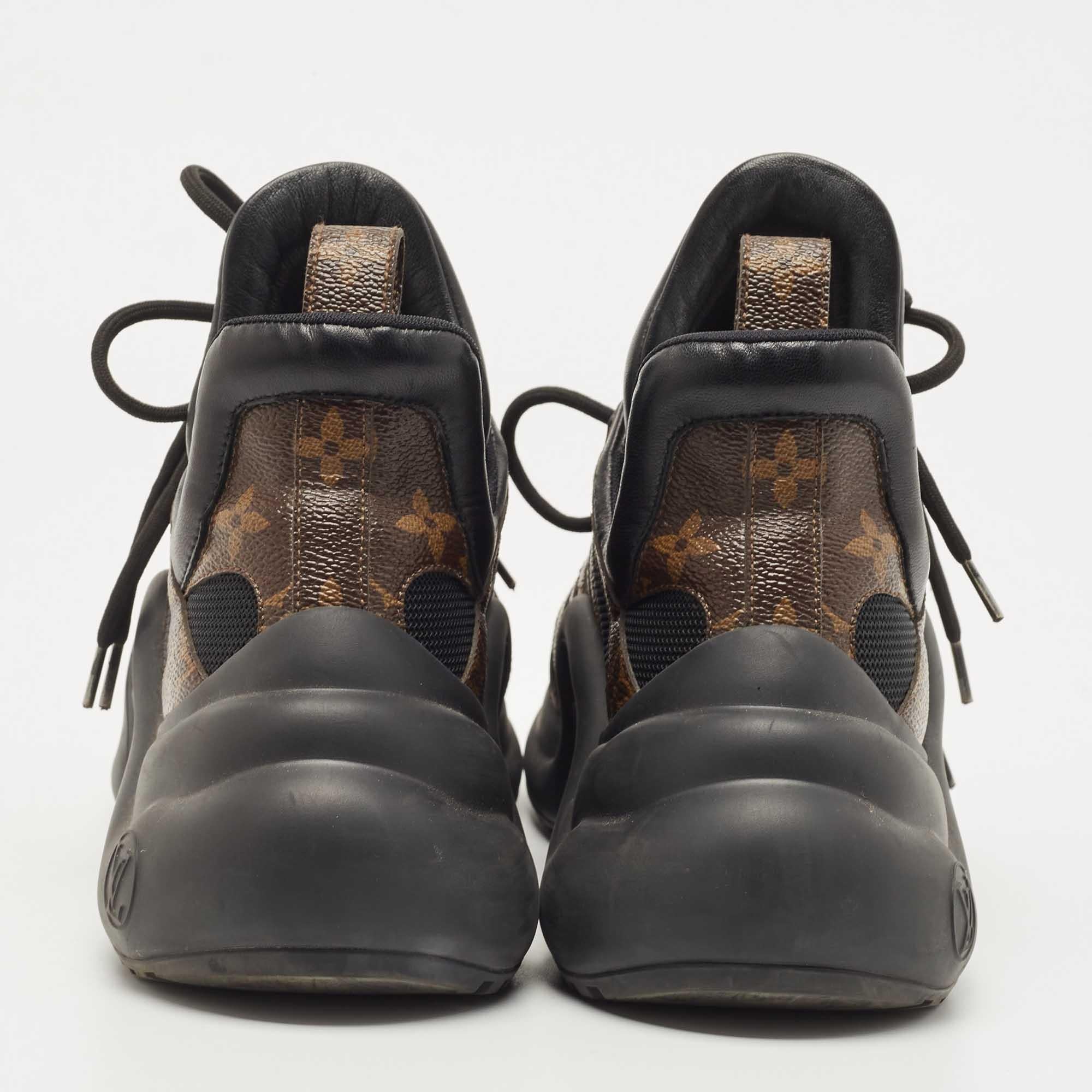 Louis Vuitton Brown Mesh and Leather Archlight Sneakers  3