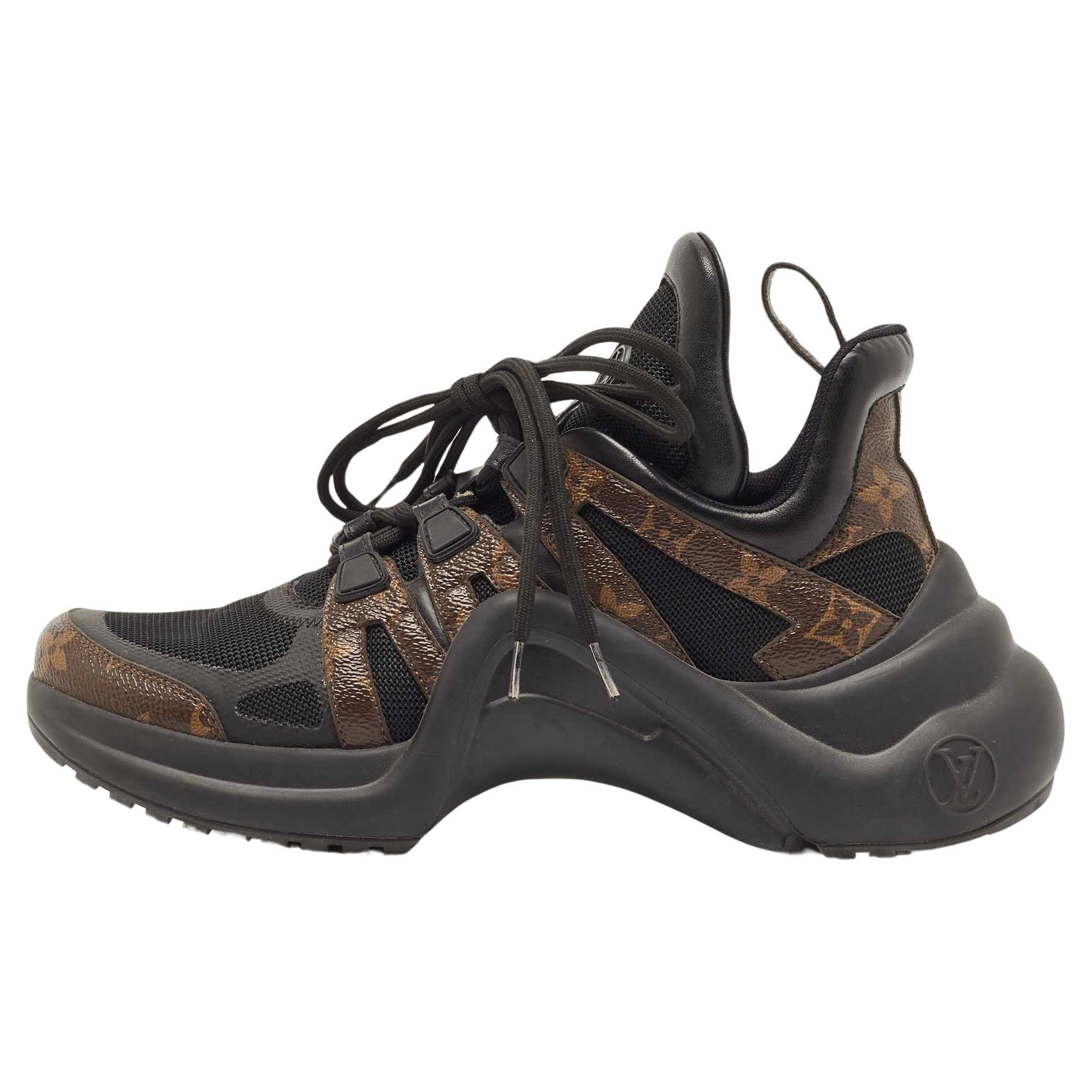 Louis Vuitton Brown Mesh and Leather Archlight Sneakers 
