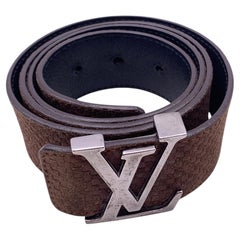 Louis Vuitton Brown Mini Damier Suede LV Initiales Belt Size 95