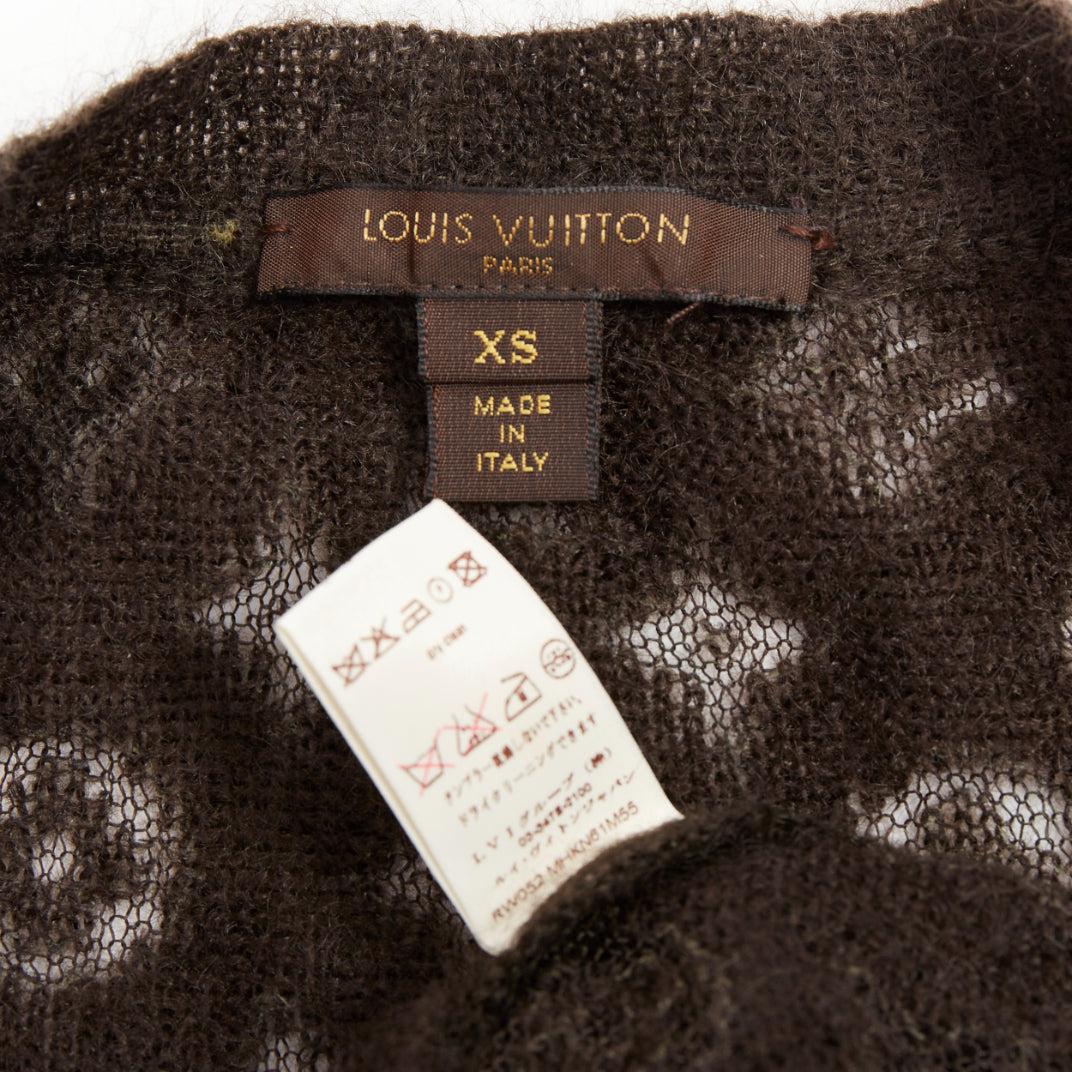 LOUIS VUITTON maglione marrone in misto mohair con logo LV e Monogram XS in vendita 3