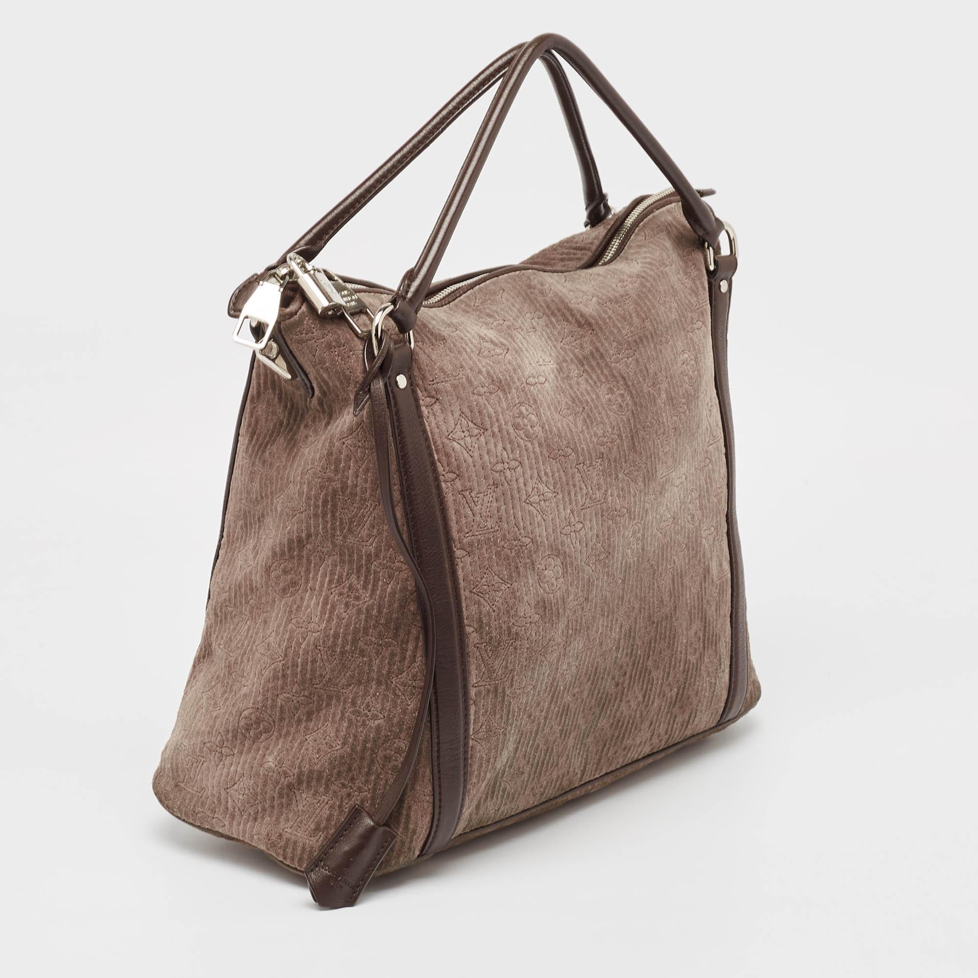 Louis Vuitton Brown Monogram Antheia Suede Ixia MM Bag In Fair Condition For Sale In Dubai, Al Qouz 2