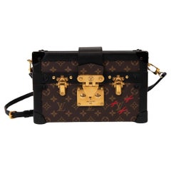 Louis Vuitton Brown Monogram & Black Leather Petite Malle Crossbody Bag