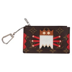 LOUIS VUITTON braun Monogramm Leinwand 2015 TRIBAL MASK POCHETTE CLES Brieftasche