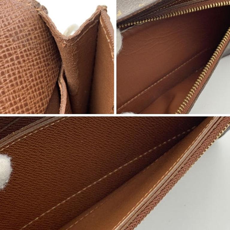 Grigio Portafoglio lungo Louis Vuitton in tela Monogram marrone Accordeon in vendita
