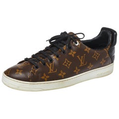 Louis Vuitton Brown Monogram Canvas and Black Leather Frontrow Low Top Size 42.5