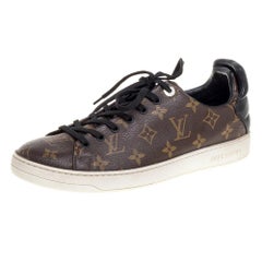 Louis Vuitton Brown Monogram Canvas and Black Leather Low Top Sneakers  Size 41