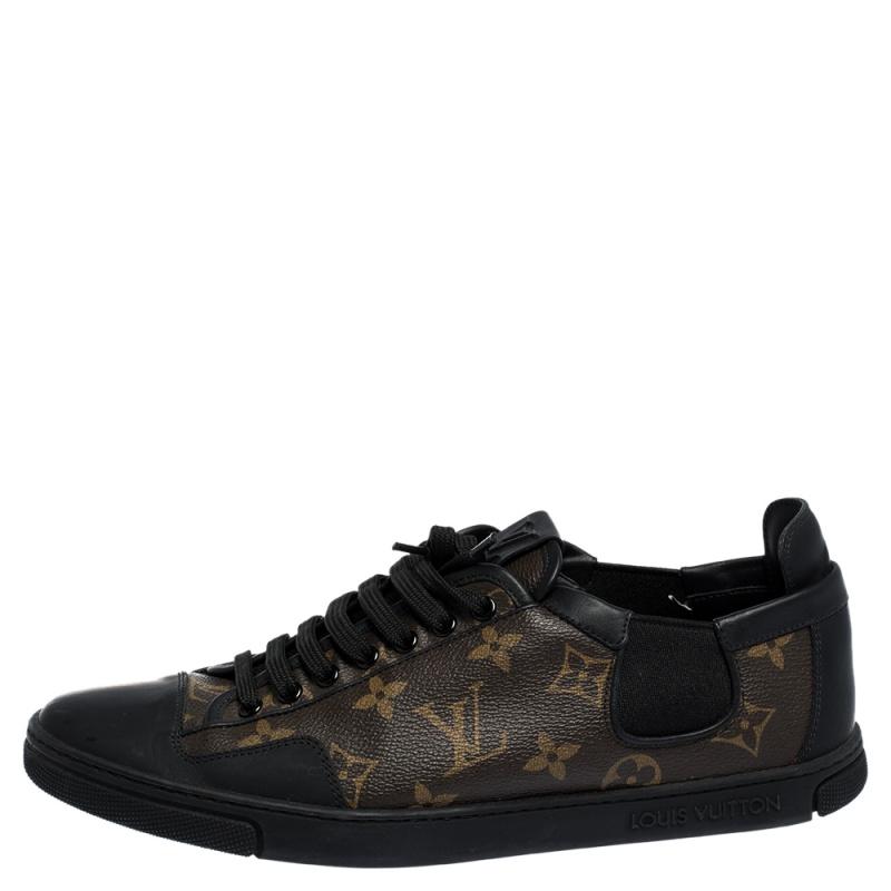 Show off your love for the brands in fashion with these sneakers by Louis Vuitton. These shoes have a rubber outsole and a canvas body that is covered entirely in the LV monogram. The leather-trimmed footwear with the lace-up detail is versatile in