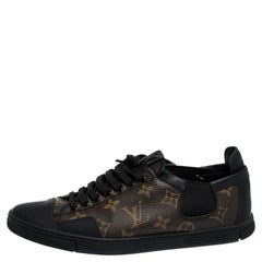 Louis Vuitton Brown Monogram Canvas And Black Leather Slalom Low Top Sneakers Si