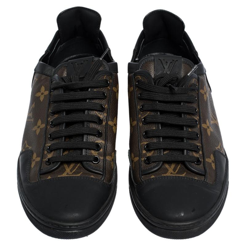 Zapatillas bajas Louis Vuitton de lona con monograma marrón y piel negra Slalom Si Negro