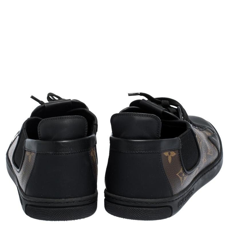 Zapatillas bajas Louis Vuitton de lona con monograma marrón y piel negra Slalom Si 1