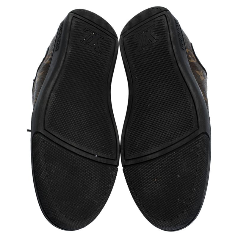 Zapatillas bajas Louis Vuitton de lona con monograma marrón y piel negra Slalom Si 2