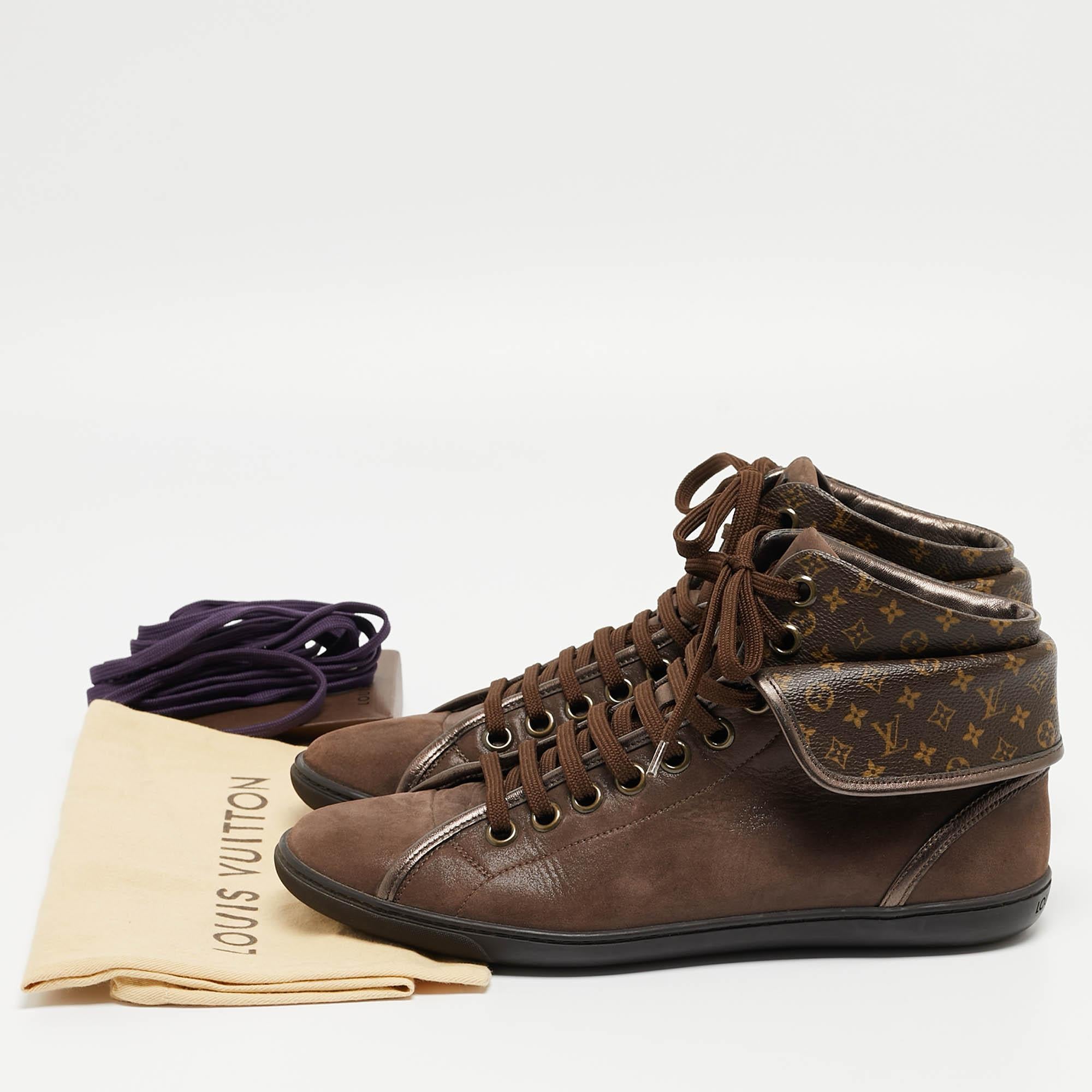 Louis Vuitton Brown Monogram Canvas and Leather Brea Sneakers Size 38.5 In Good Condition For Sale In Dubai, Al Qouz 2