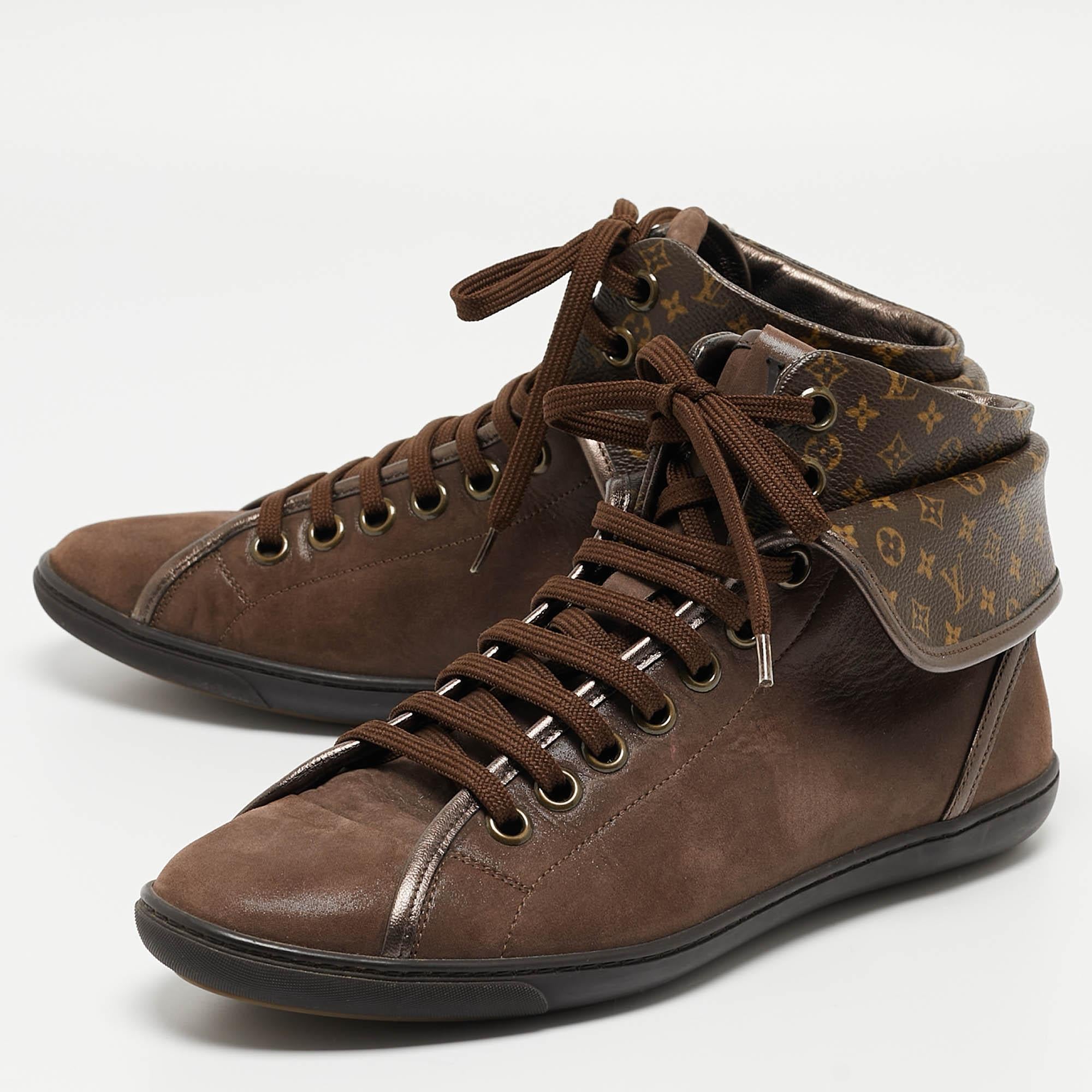 Women's Louis Vuitton Brown Monogram Canvas and Leather Brea Sneakers Size 38.5 For Sale