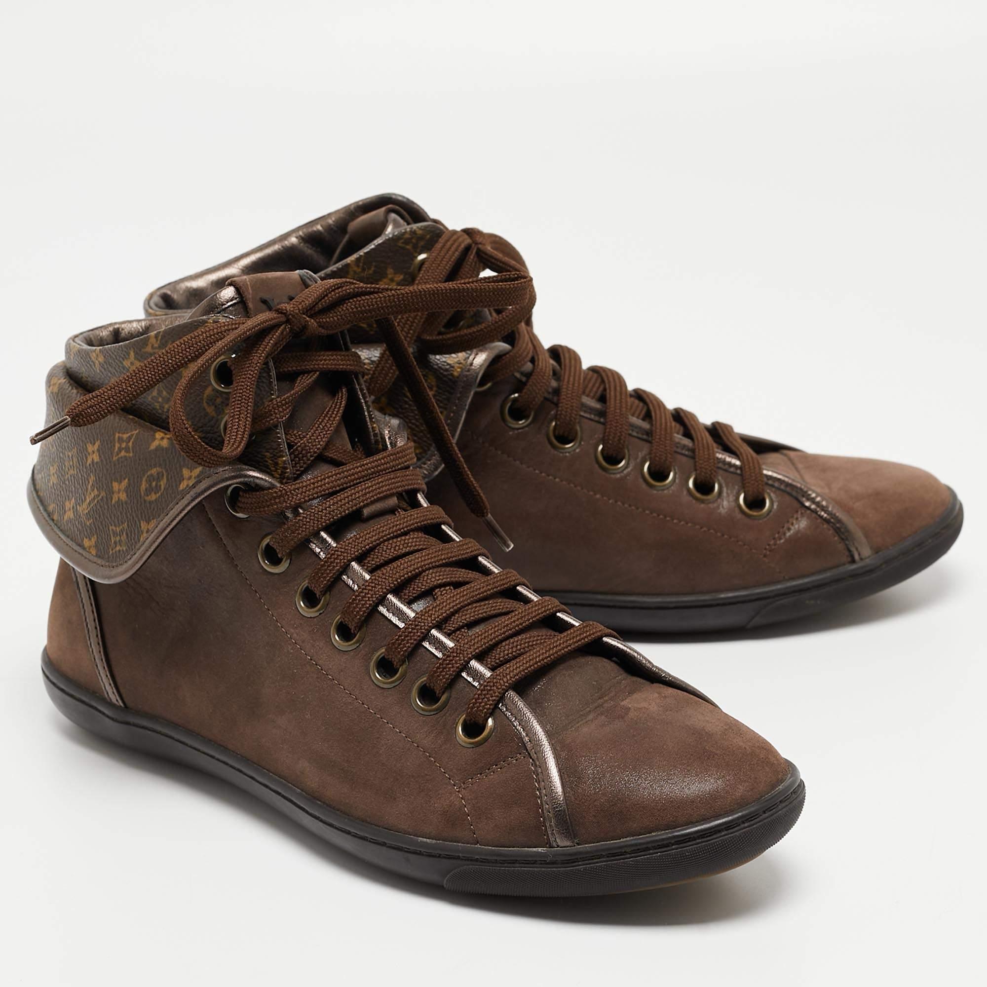 Louis Vuitton Brown Monogram Canvas and Leather Brea Sneakers Size 38.5 For Sale 1