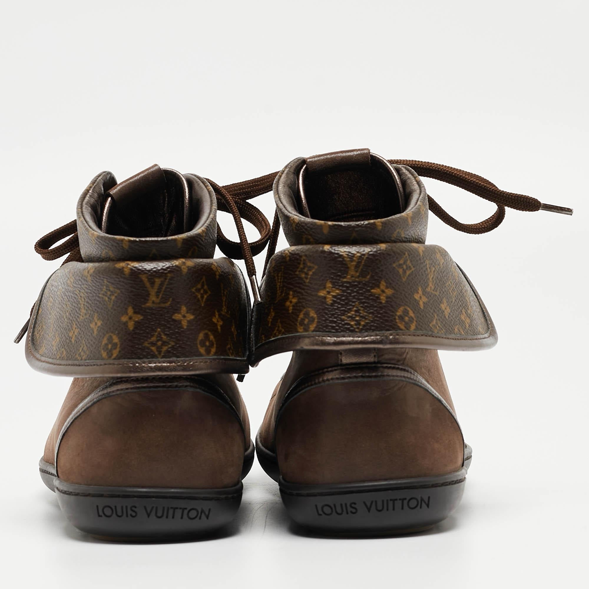 Louis Vuitton Brown Monogram Canvas and Leather Brea Sneakers Size 38.5 For Sale 3