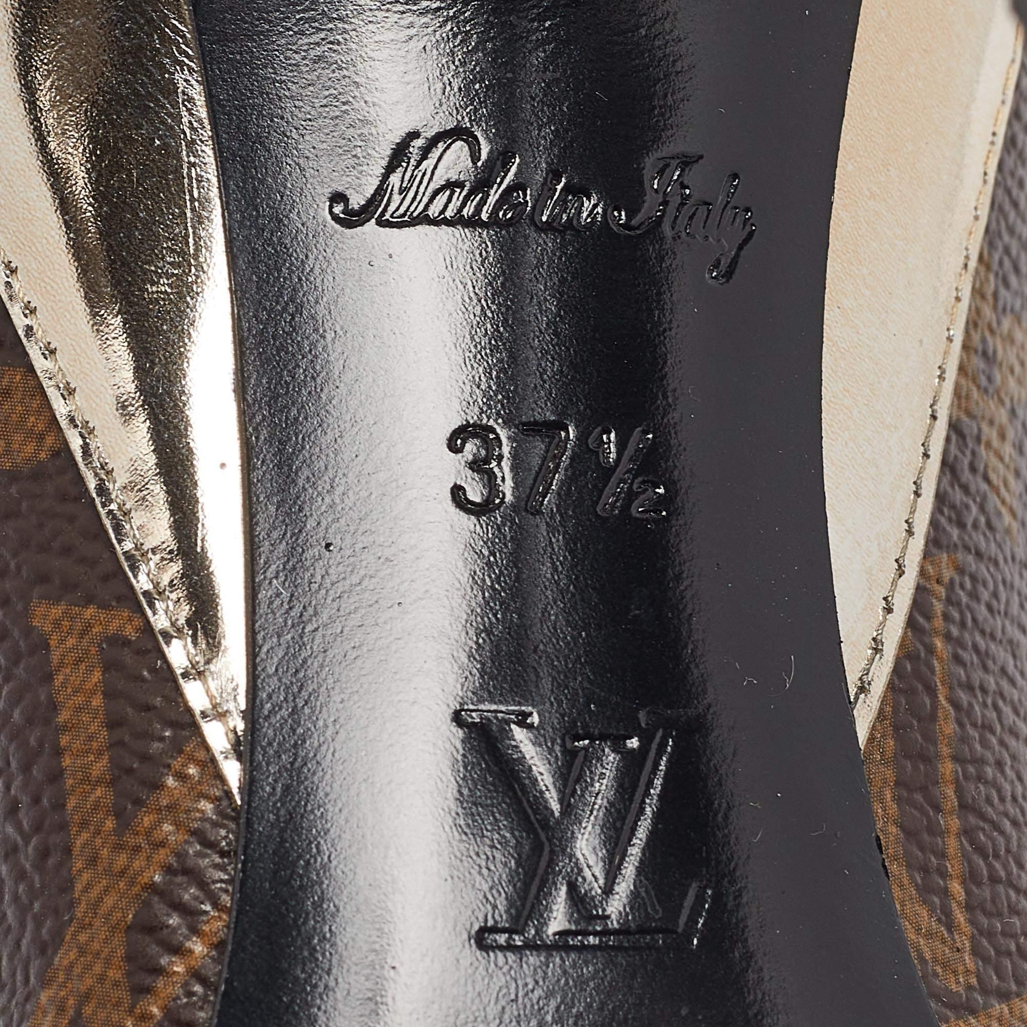 Louis Vuitton Brown Monogram Canvas and Leather Chérie Pumps Size 37.5 2