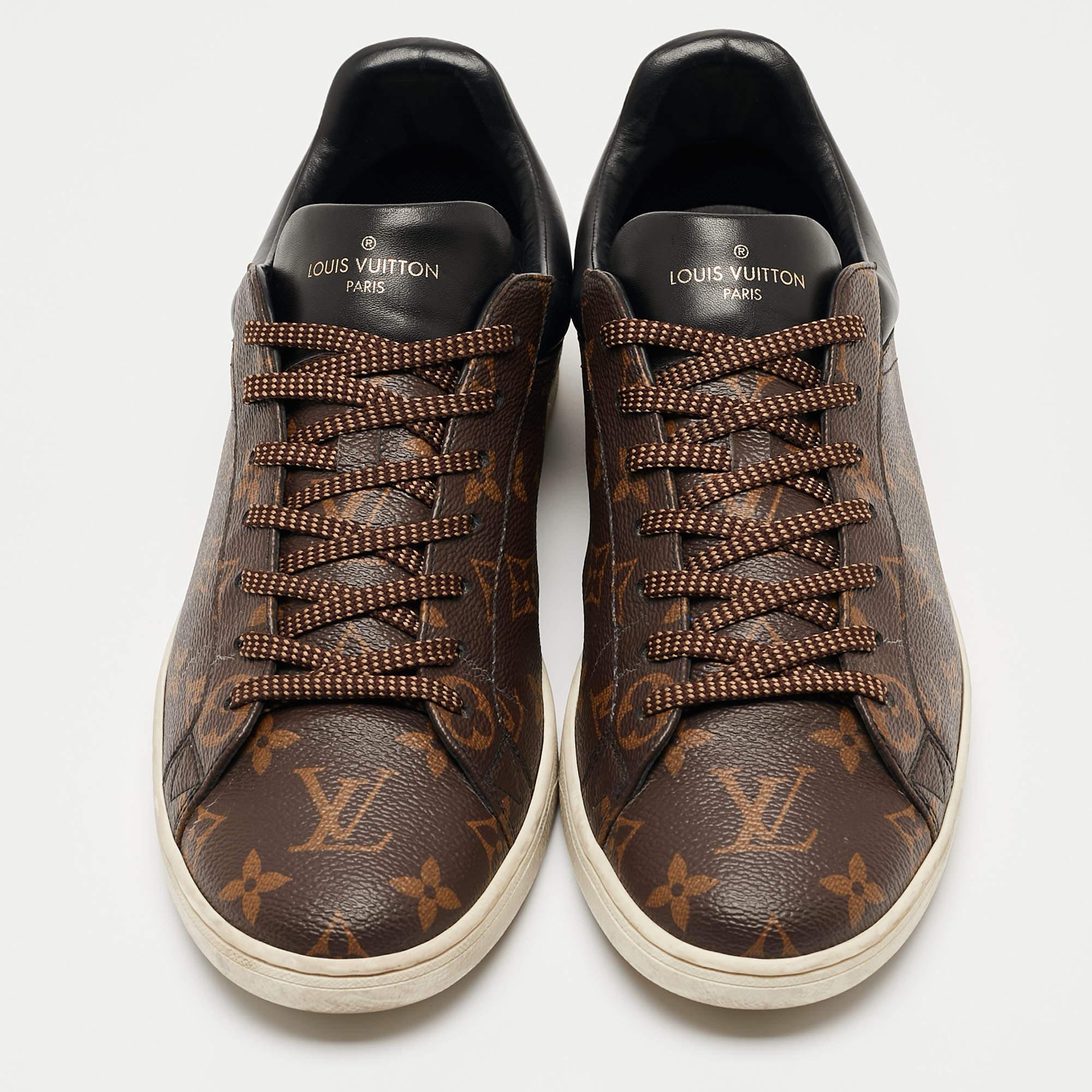 Black Louis Vuitton Brown Monogram Canvas And Leather Frontrow Low Top Sneakers Size 4