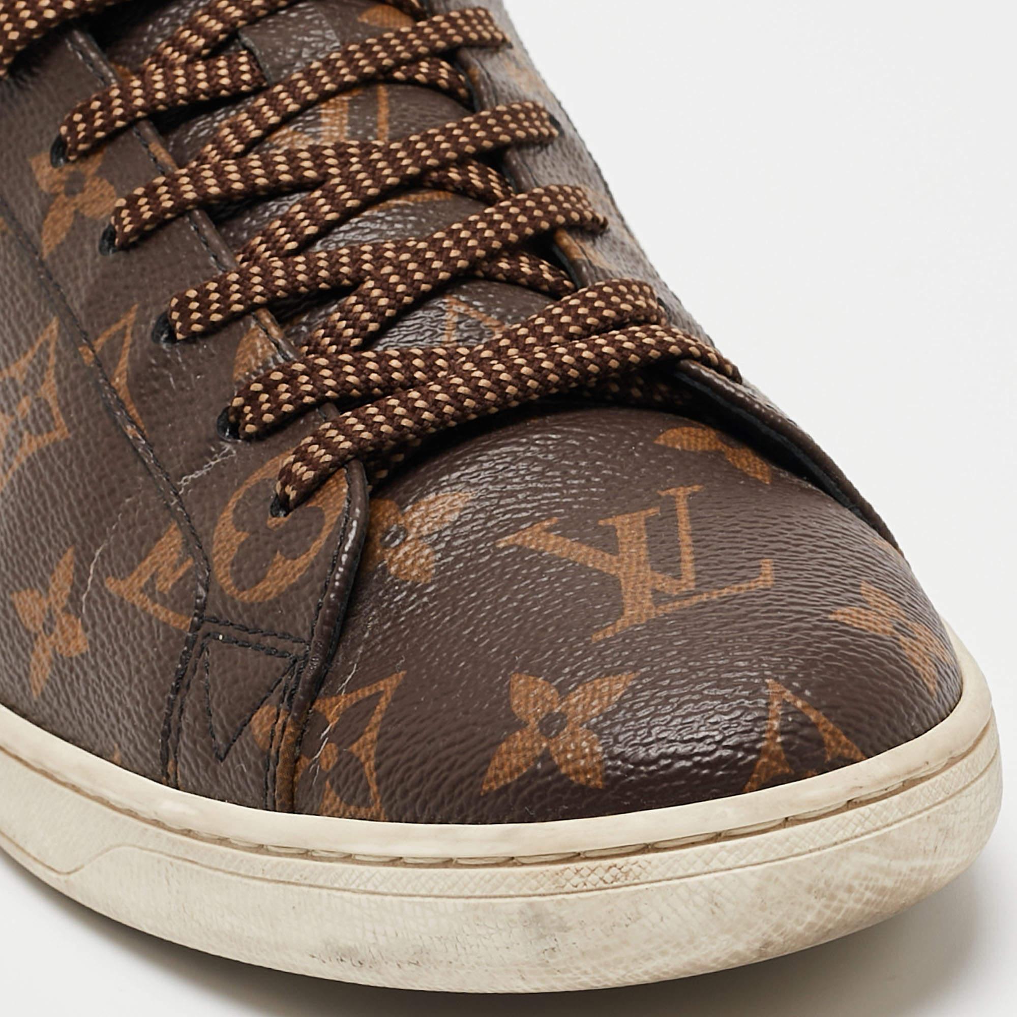 Women's Louis Vuitton Brown Monogram Canvas And Leather Frontrow Low Top Sneakers Size 4