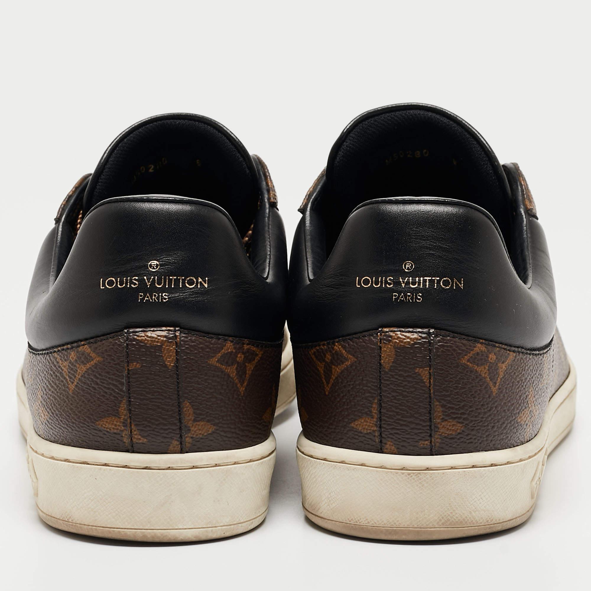Louis Vuitton Brown Monogram Canvas And Leather Frontrow Low Top Sneakers Size 4 2