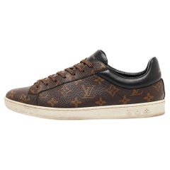Louis Vuitton Brown Monogram Canvas And Leather Frontrow Low Top Sneakers Size 4