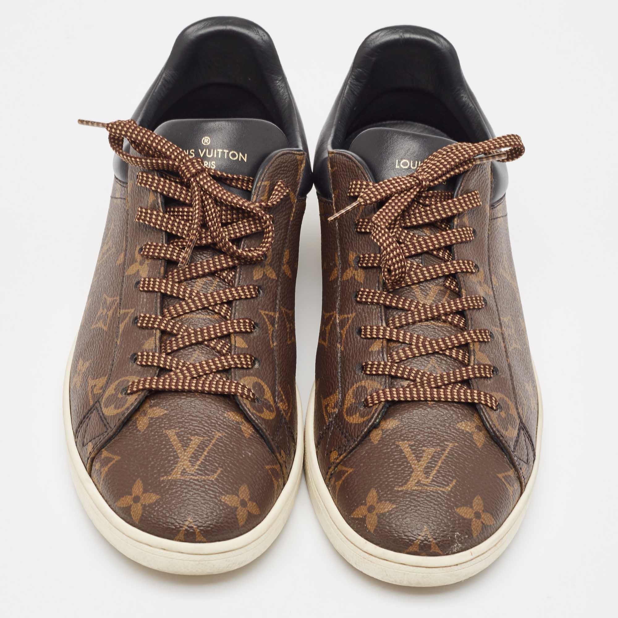 Gray Louis Vuitton Brown Monogram Canvas And Leather Frontrow Sneakers Size 42