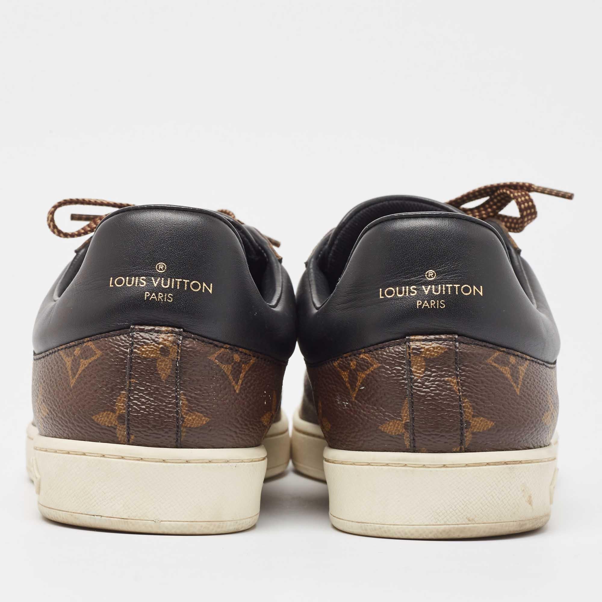 Men's Louis Vuitton Brown Monogram Canvas And Leather Frontrow Sneakers Size 42