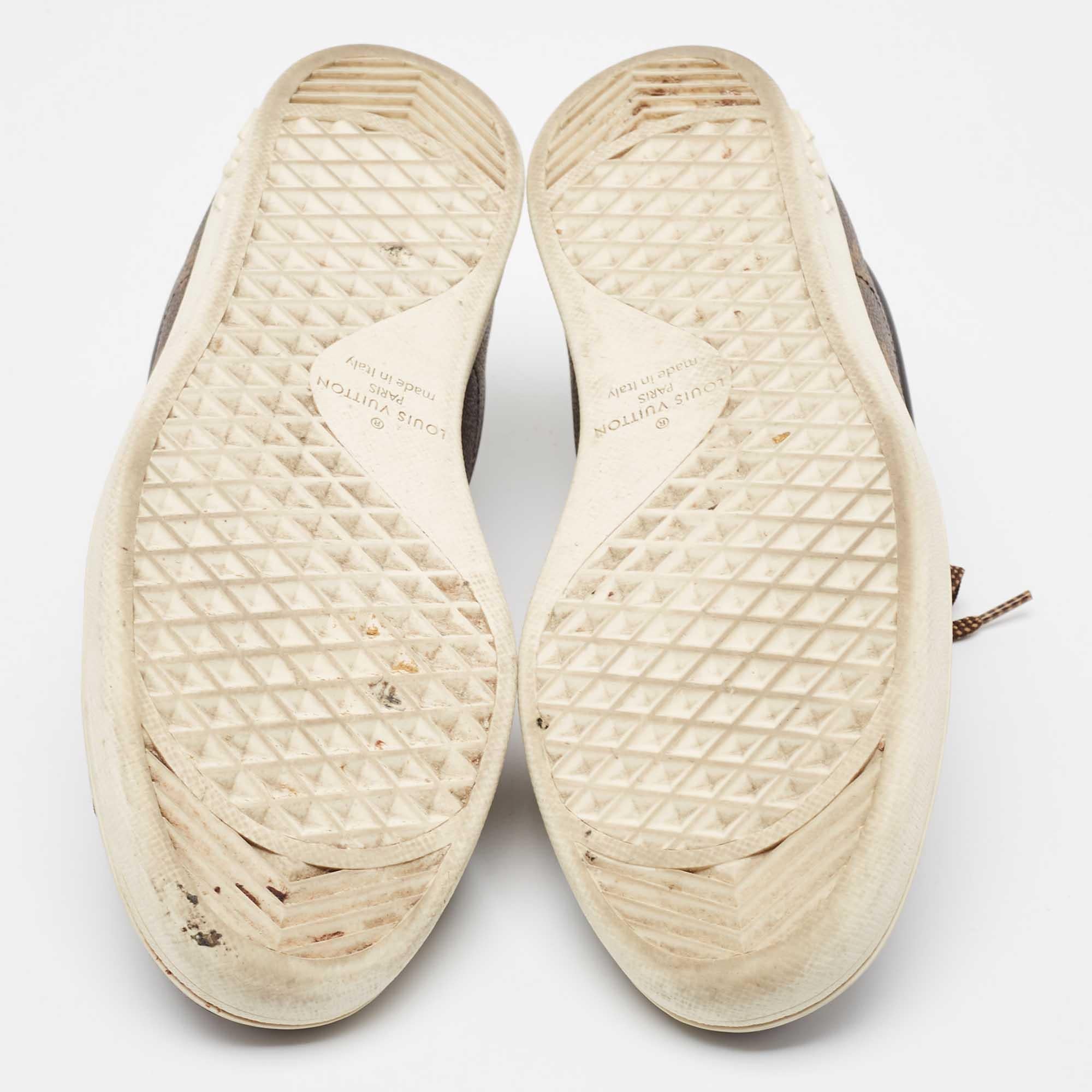 Louis Vuitton Brown Monogram Canvas And Leather Frontrow Sneakers Size 42 1
