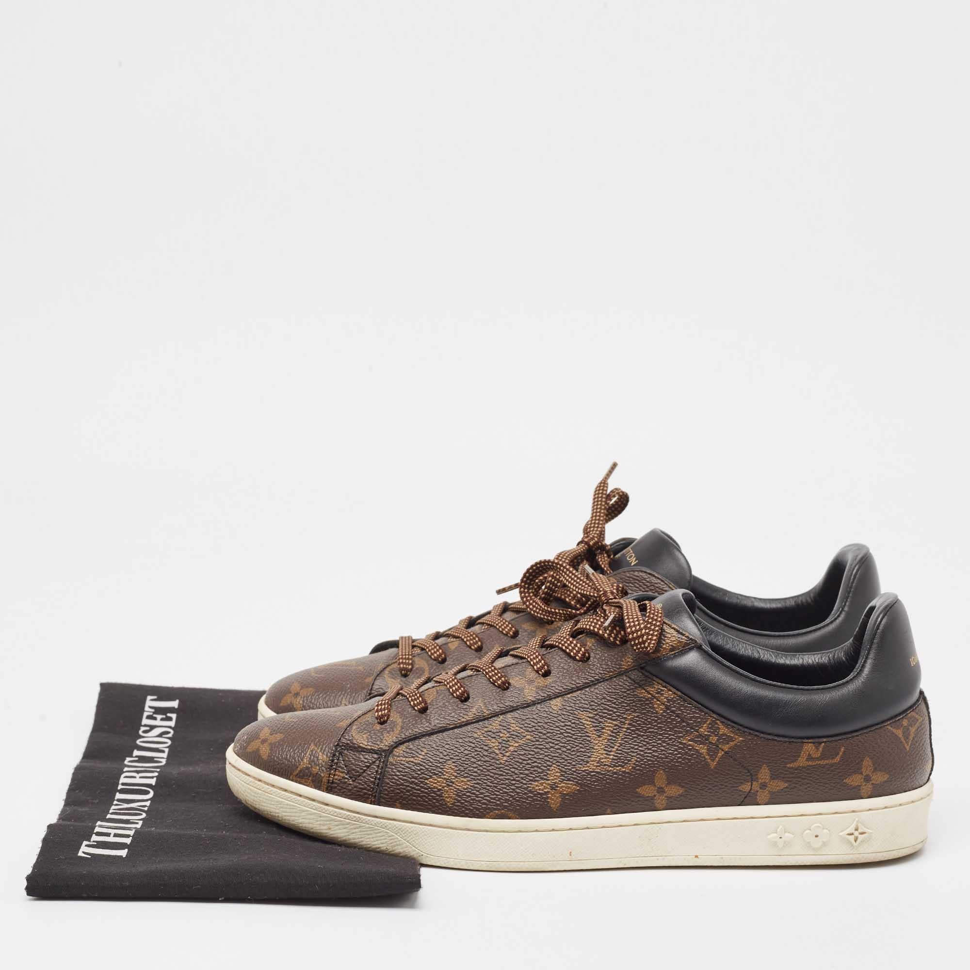 Louis Vuitton Brown Monogram Canvas And Leather Frontrow Sneakers Size 42 4