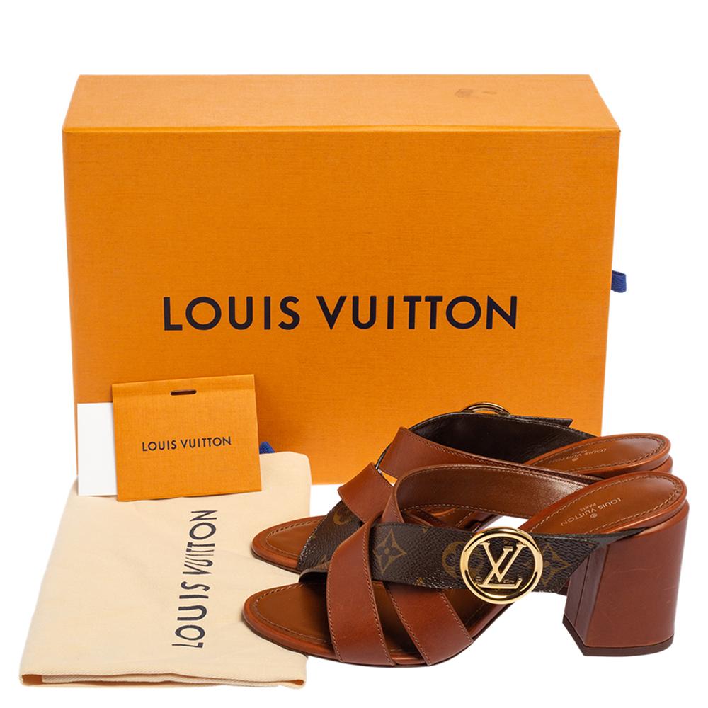 Louis Vuitton Brown Monogram Canvas and Leather Horizon Mule Sandals Size 37 3