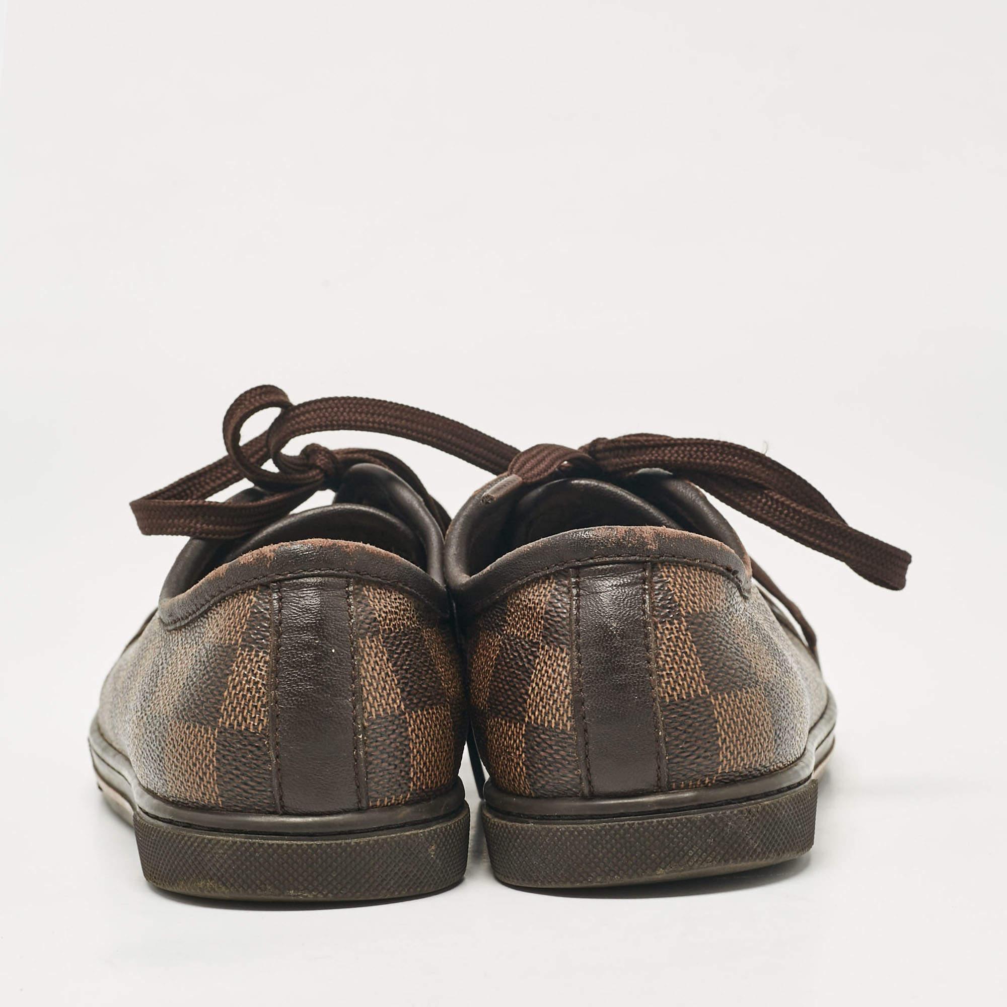 Women's Louis Vuitton Brown Monogram Canvas and Leather Lace Up Sneakers Size 35