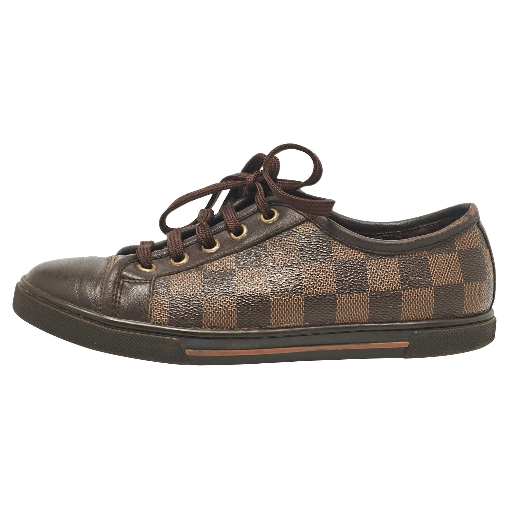Louis Vuitton Brown Monogram Canvas and Leather Lace Up Sneakers Size 35