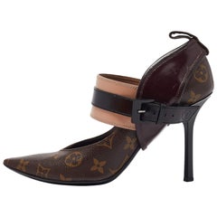 Louis Vuitton Brown Monogram Canvas and Leather Pointed Toe Pumps Size 38