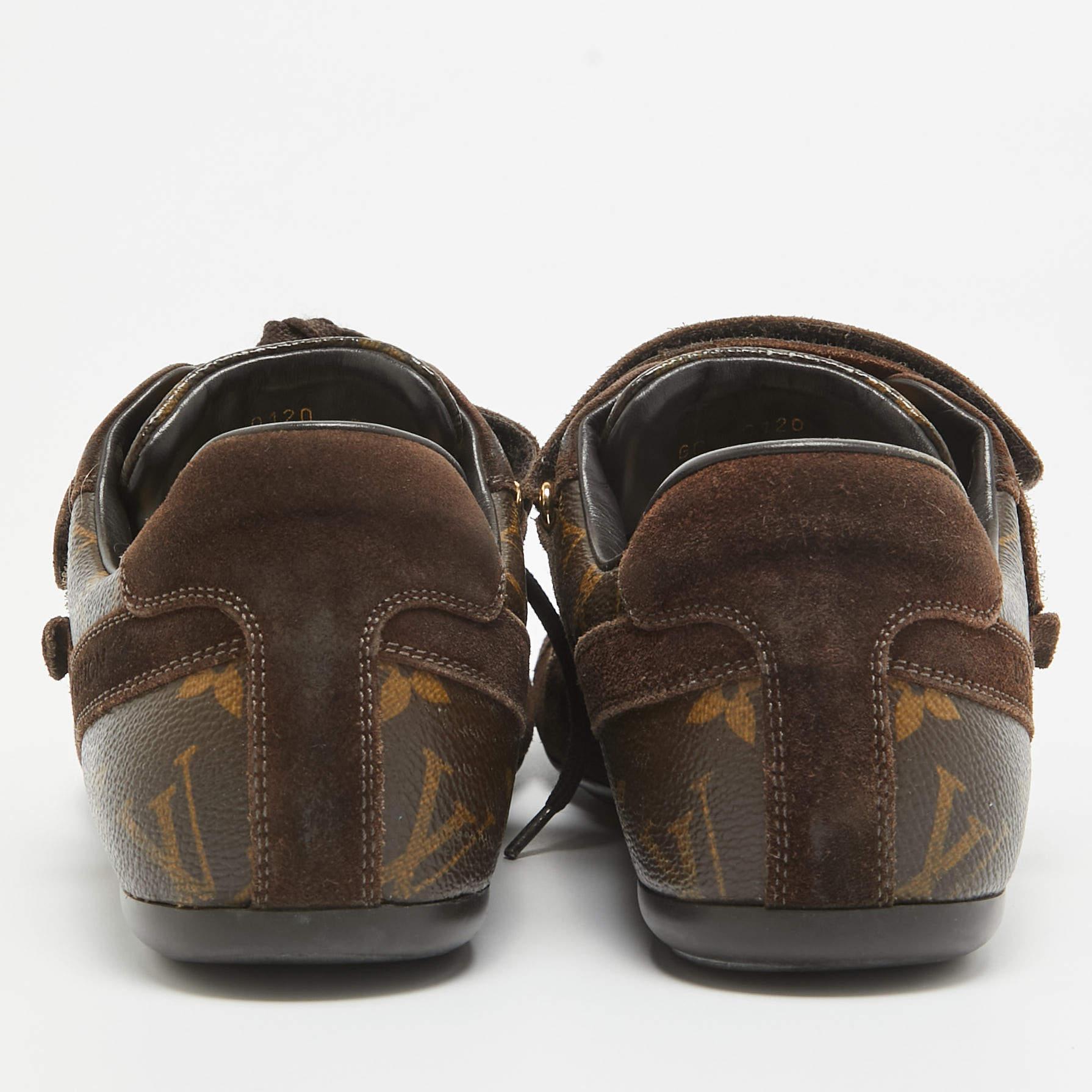 Louis Vuitton Brown Monogram Canvas and Leather Speeding Velcro Sneakers Size 37 1