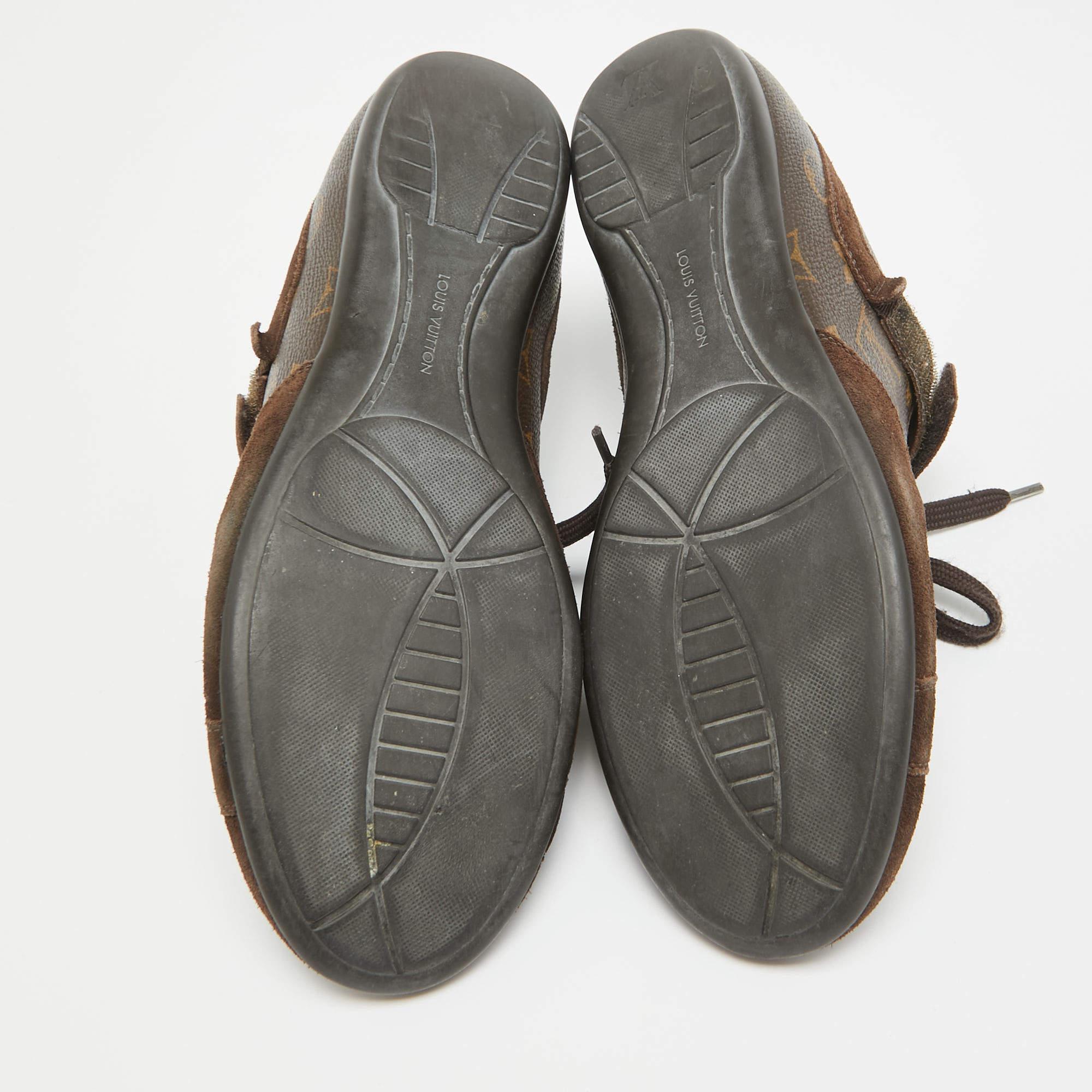 Louis Vuitton Brown Monogram Canvas and Leather Speeding Velcro Sneakers Size 37 2