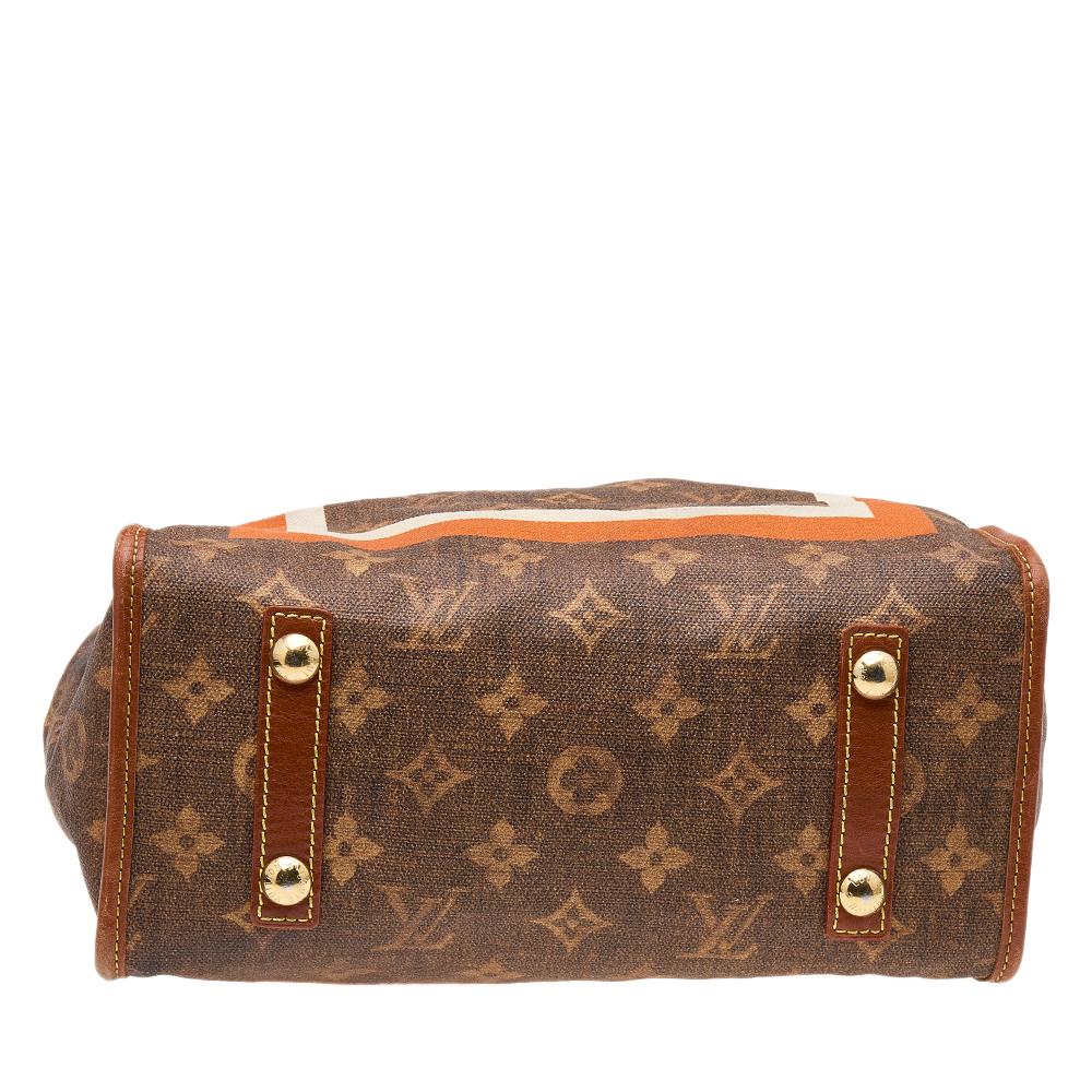 Louis Vuitton Brown Monogram Canvas And Leather Tisse Rayures PM Tote Bag 1