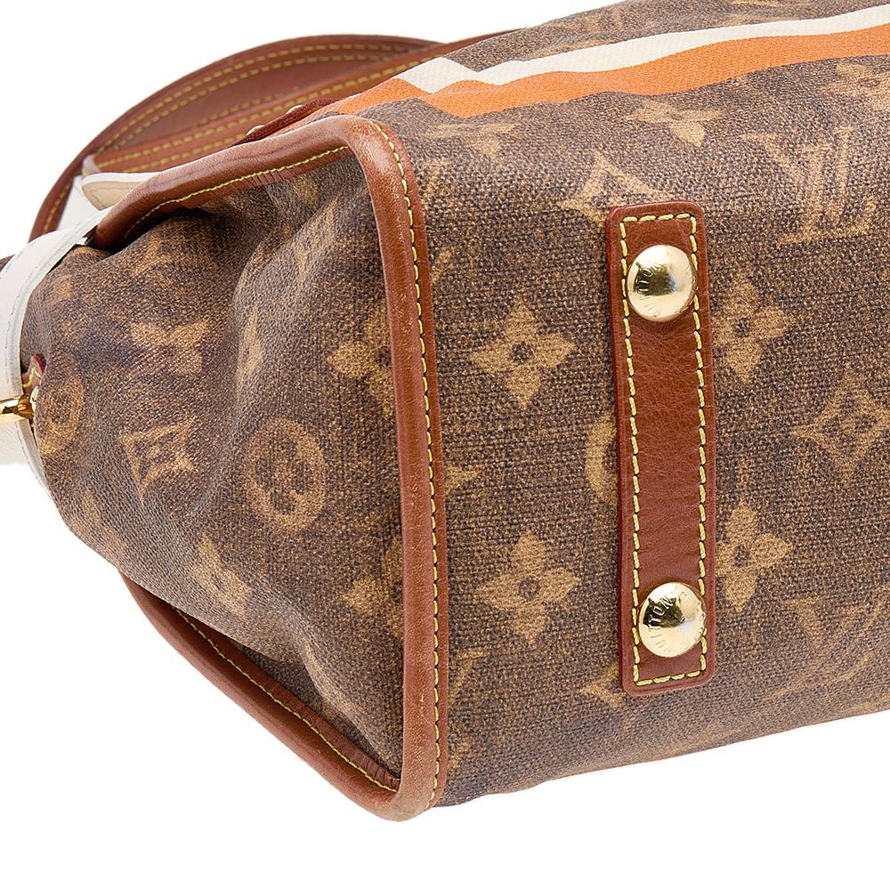 Louis Vuitton Brown Monogram Canvas And Leather Tisse Rayures PM Tote Bag 5